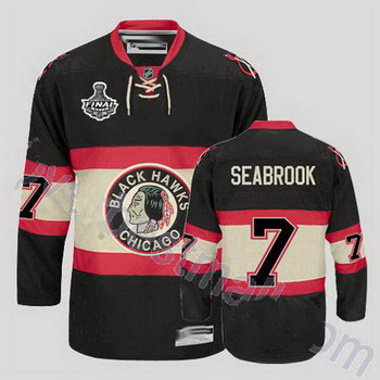 Cheap Chicago Blackhawks 7 Brent Seabrook New Third Black Jersey with Stanley Cup Finals Patch For Sale