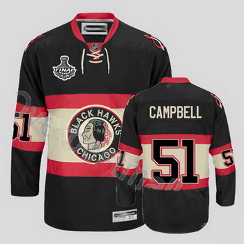 Cheap Chicago Blackhawks 51 Brian Campbell Black New Third Jersey with Stanley Cup Finals Patch For Sale