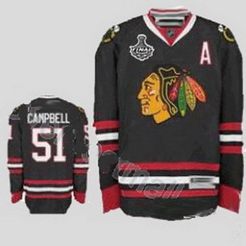 Cheap Chicago Blackhawks 51 Brian Campbell Black Jersey with Stanley Cup Finals Patch For Sale