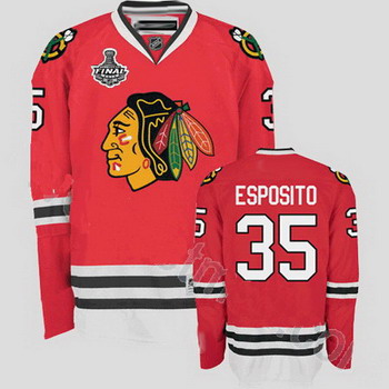 Cheap Chicago Blackhawks 35 Tony Esposito Red Jersey with Stanley Cup Finals Patch For Sale