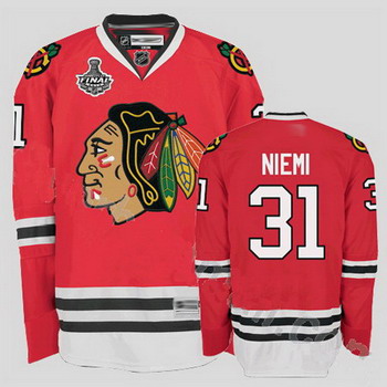 Cheap Chicago Blackhawks 31 Antti Niemi red Jersey with Stanley Cup Finals Patch For Sale
