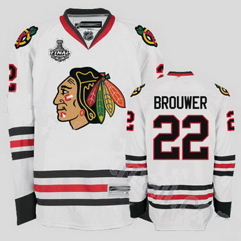 Cheap Chicago Blackhawks 22 Troy Brouwer White Jersey with Stanley Cup Finals Patch For Sale
