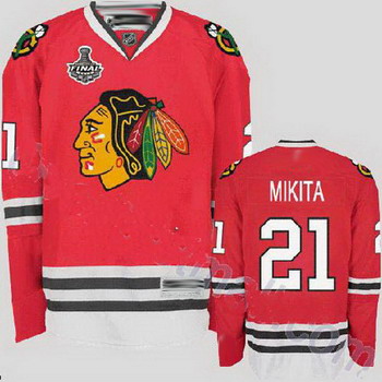 Cheap Chicago Blackhawks 21 Stan Mikita Stitched Red Jersey with Stanley Cup Finals Patch For Sale