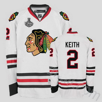 Cheap Chicago Blackhawks 2 Duncan Keith Stitched White Jersey with Stanley Cup Finals Patch For Sale