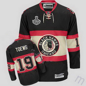 Cheap Chicago Blackhawks 19 Jonathan Toews Black New Third Jersey with Stanley Cup Finals Patch For Sale