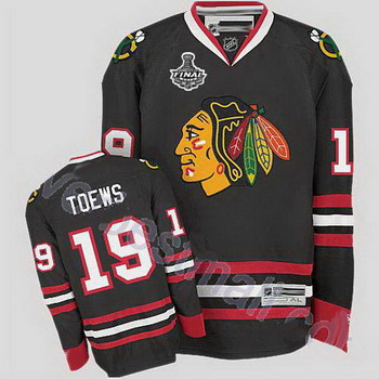 Cheap Chicago Blackhawks 19 Jonathan Toews Black Jersey with Stanley Cup Finals Patch For Sale
