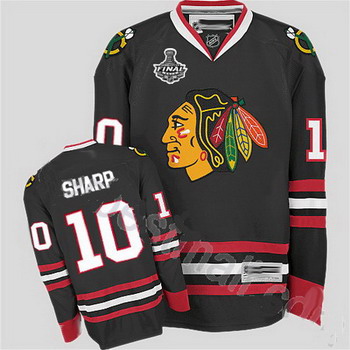 Cheap Chicago Blackhawks 10 Patrick Sharp Stitched Black Jersey with Stanley Cup Finals Patch For Sale