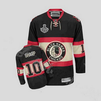 Cheap Chicago Blackhawks 10 Patrick Sharp Black New Third Jersey with Stanley Cup Finals Patch For Sale