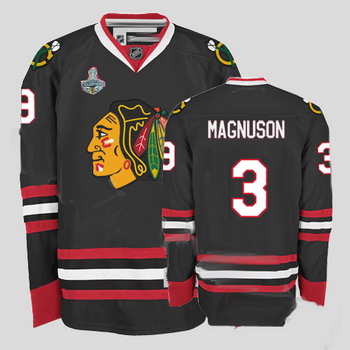Cheap Chicago Blackhawks 3 Keith Magnuson black Jersey Champions Cup For Sale