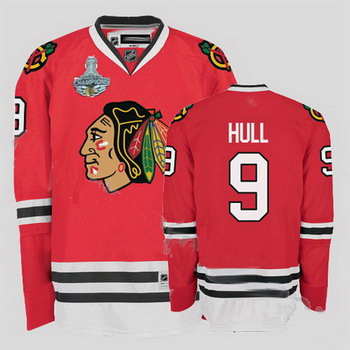 Cheap Chicago Blackhawks 9 Bobby Hull Red Jersey Champions cup Patch For Sale