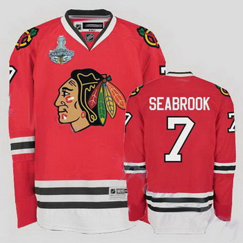Cheap Chicago Blackhawks 7 Brent Seabrook Red Jersey Champions cup Patch For Sale
