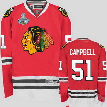 Cheap Chicago Blackhawks 51 Brian Campbell Red Jersey Champions Cup Patch For Sale