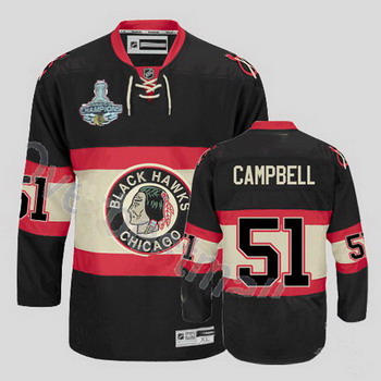 Cheap Chicago Blackhawks 51 Brian Campbell Black New Third Jersey Champions Cup Patch For Sale