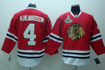 Cheap Chicago Blackhawks 4 hjalmarsson red Jerseys Champions cup For Sale