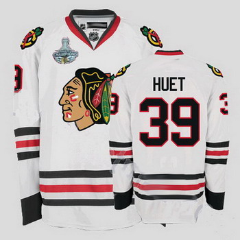 Cheap Chicago Blackhawks 39 Cristobal Huet White Jersey Champions Cup Patch For Sale