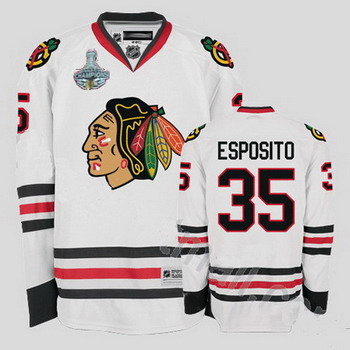 Cheap Chicago Blackhawks 35 Tony Esposito White Jersey Champions Cup Patch For Sale