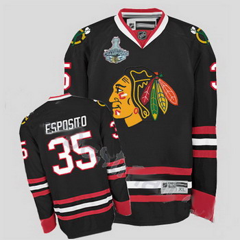 Cheap Chicago Blackhawks 35 Tony Esposito Black Jersey Champions Cup Patch For Sale