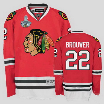 Cheap Chicago Blackhawks 22 Troy Brouweri red Jersey Champions Cup Patch For Sale