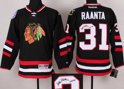 Cheap Chicago Blackhawks 31 Antti Raanta Black 2014 Stadium Series Signed NHL Hockey Jerseys For Sale