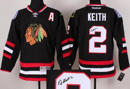 Cheap Chicago Blackhawks 2 Duncan Keith Black 2014 Stadium Series Signed NHL Hockey Jerseys For Sale