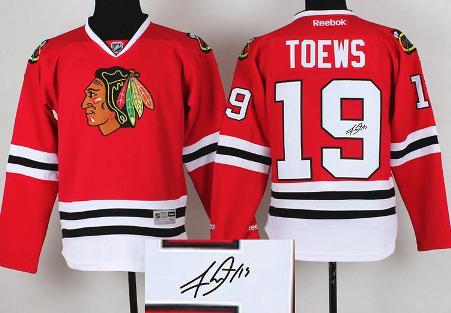Cheap Chicago Blackhawks 19 Jonathan Toews Red Signed NHL Hockey Jerseys For Sale