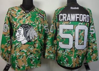 Cheap Chicago Blackhawks 50 Corey Crawford Camo NHL Hockey Jersey For Sale