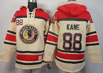 Chicago Blackhawks 88 Patrick Kane Cream Lace-Up NHL Jersey Hoodies