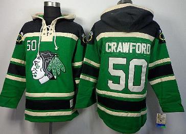 Cheap Chicago Blackhawks 50 Corey Crawford Green Lace-Up NHL Jersey Hoodies For Sale