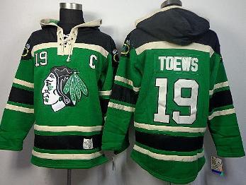 Chicago Blackhawks 19 Jonathan Toews Green Lace-Up NHL Jersey Hoodies