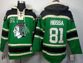 Chicago Blackhawks 81 Marian Hossa Green Lace-Up NHL Jersey Hoodies Chicago Blackhawks 81 Marian Hossa Green Lace-Up NHL Jersey Hoodies