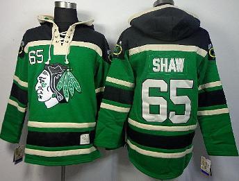 Chicago Blackhawks 65 Andrew Shaw Green Lace-Up NHL Jersey Hoodies