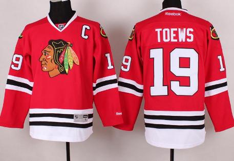 Cheap Chicago Blackhawks 19 Jonathan Toews Red NHL Jersey C PATCH For Sale