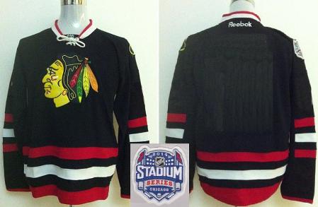 Cheap Chicago Blackhawks Blank Black 2014 NHL Stadium Series Jerseys For Sale
