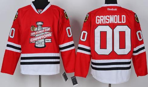 Cheap Chicago Blackhawks 00 Clark Griswold Red 2013 Stanley Cup Champions NHL Jerseys For Sale