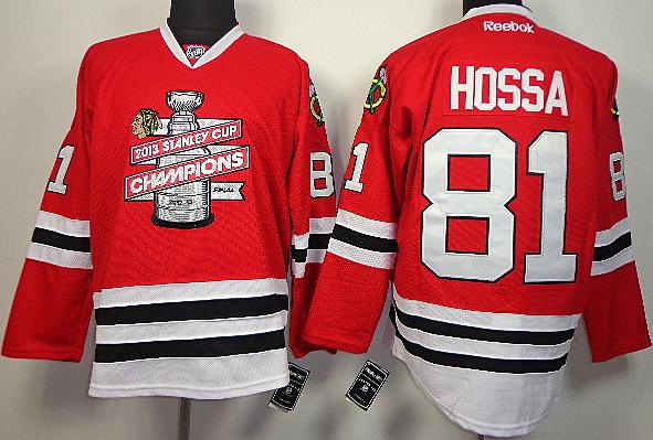 Cheap Chicago Blackhawks 81 Marian Hossa Red 2013 Stanley Cup Champions NHL Jerseys For Sale