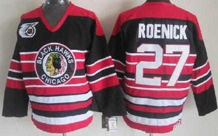 Cheap Chicago Blackhawks 27 Jeremy Roenick Black 75th Throwback CCM NHL Jerseys For Sale