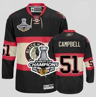 Cheap Chicago Blackhawks 51 Brian Campbell Black Third 2013 Stanley Cup Champions Patch NHL Jerseys For Sale