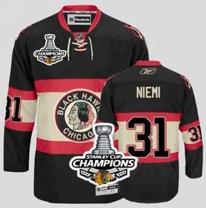 Cheap Chicago Blackhawks 31 Antti Niemi Black Third 2013 Stanley Cup Champions Patch NHL Jerseys For Sale