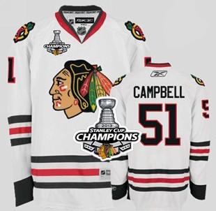 Cheap Chicago Blackhawks 51 Brian Campbell White 2013 Stanley Cup Champions Patch NHL Jerseys For Sale