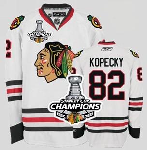 Cheap Chicago Blackhawks 82 Tomas Kopecky White 2013 Stanley Cup Champions Patch NHL Jerseys For Sale