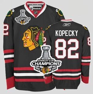 Cheap Chicago Blackhawks 82 Tomas Kopecky Black 2013 Stanley Cup Champions Patch NHL Jerseys For Sale