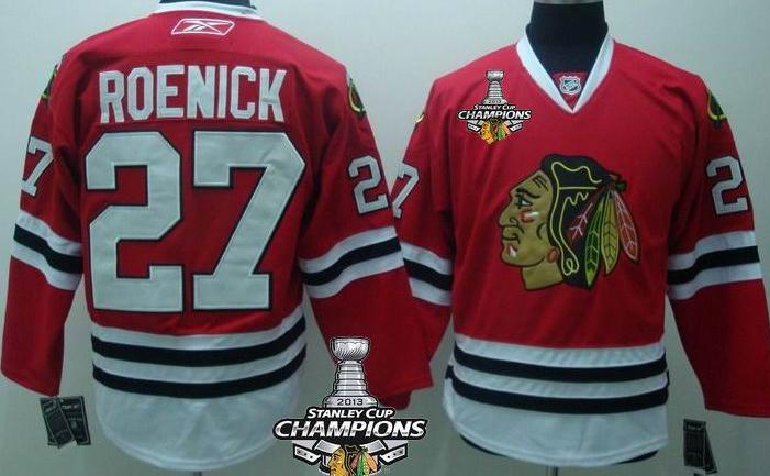 Cheap Chicago Blackhawks 27 Jeremy Roenick Red 2013 Stanley Cup Champions Patch NHL Jerseys For Sale