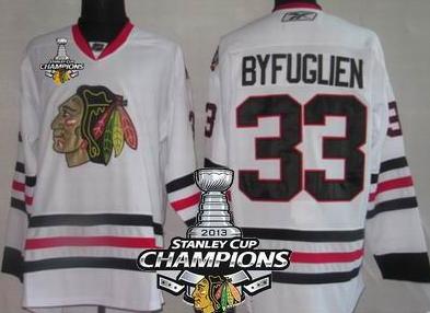 Cheap Chicago Blackhawks 33 Byfuglien White 2013 Stanley Cup Champions Patch NHL Jerseys For Sale