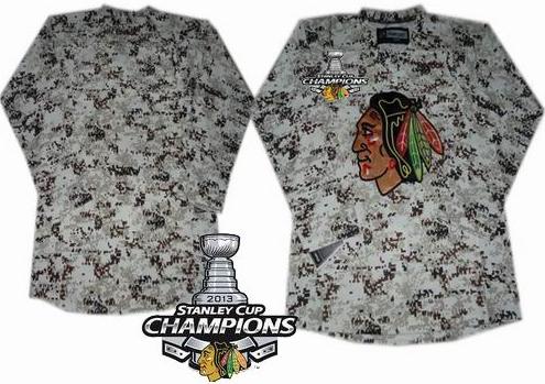 Cheap Chicago Blackhawks Blank Camouflage 2013 Stanley Cup Champions Patch NHL Jerseys For Sale