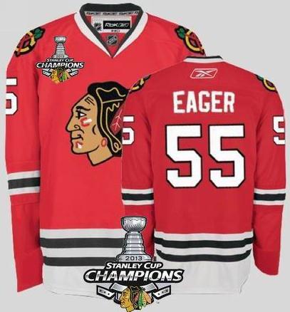 Cheap Chicago Blackhawks 55 Ben Eager Red 2013 Stanley Cup Champions Patch NHL Jerseys For Sale