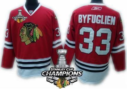 Cheap Chicago Blackhawks 33 BYFUGLIEN Red 2013 Stanley Cup Champions Patch NHL Jerseys For Sale