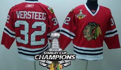 Cheap Chicago Blackhawks 32 VERSTEEG Red 2013 Stanley Cup Champions Patch NHL Jerseys For Sale