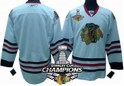 Cheap Chicago Blackhawks Blank White 2013 Stanley Cup Champions Patch NHL Jerseys For Sale