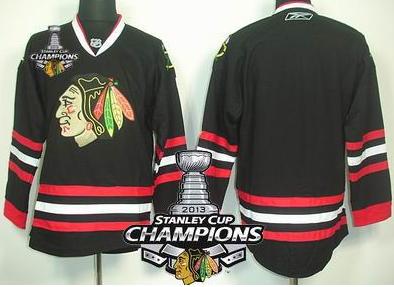 Cheap Chicago Blackhawks Blank Black 2013 Stanley Cup Champions Patch NHL Jerseys For Sale