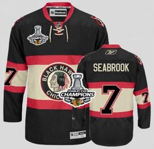 Cheap Chicago Blackhawks 7 BRENT SEABROOK Black Third 2013 Stanley Cup Champions Patch NHL Jerseys For Sale